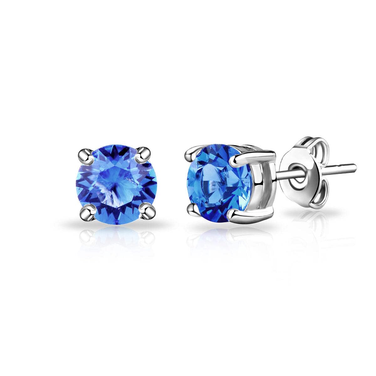 Philip Jones Dark Blue Stud Earrings Created with Zircondia® Crystals