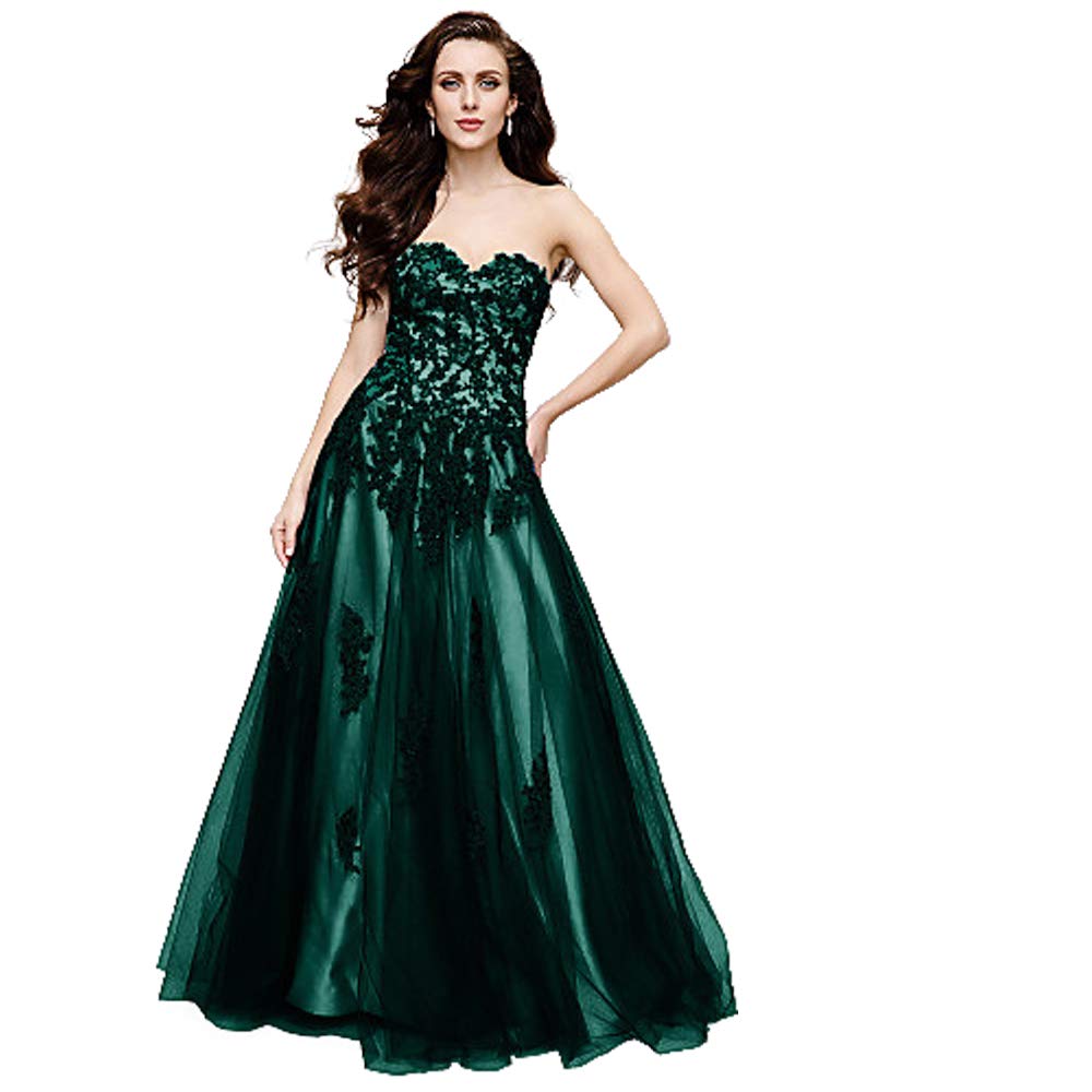 YNQNFS Women's A line Sweetheart Neckline Beaded Gowns lace