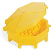 PIG Poly Drum Funnel | Hinged Lid | for 55 Gal Tight-Head Steel &amp; Poly Drums | 29" D x 11" H | Yellow | DRM672-YW
