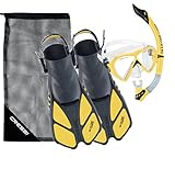 Cressi Bonete Bag Light Weight Travel Fun Snorkeling Set, Yellow, Small/Medium