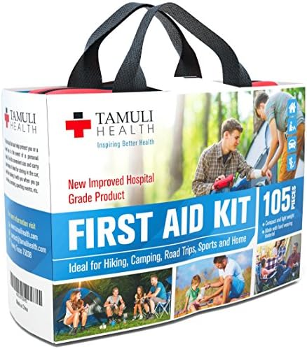 Tamuli Health First Aid Kit - Premium Compact Complete Lightweight Emergency Bag - for Car Travel Hiking Wilderness Survival Hunting Camping Sports Family Home School Office and Pets - Hospital Grade