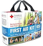 Tamuli Health First Aid Kit (105-Piece) - Fully Stocked Medical Supplies and Emergency Survival Bag for Car Travel, Hiking, Camping, Sports & Home - Hospital-Grade (Black)