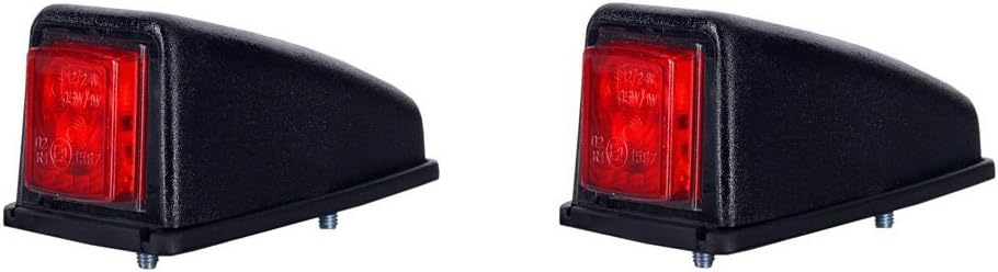 BUL BARS 2 x 3 SMD LED Red Roof Rear Side Marker Light 12V 24V E-marked Car Truck Lorry Trailer Camper Caravan Van Position Lamp Tail Cab Top Universal