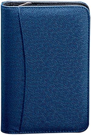 A5 Portfolio Zipped Binder Business Conference Folder 7 in One Super Leather Document Organizer (Blue)