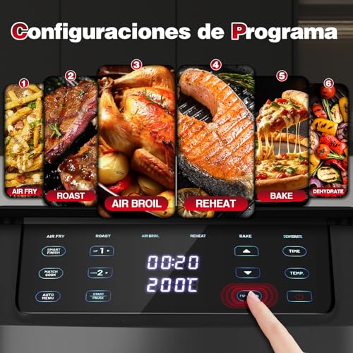 TopStrong XXL Air Fryer 11L, Air Fryer Double Stacked Basket, Double Resistance Air Fryer, 2500W, 6 Functions, 8 Recipes, Dishwasher, Energy Saving