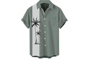 ECOSUNNY Hawaiian Bowling Shirts for Men Short Sleeve Printed Regular Fit Summer Beach Casual Button Down Aloha Shirts