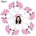 Party Headbands,Coxeer 5PCS Flamingo Headbands Pom Headbands Pink Flower Party Hair Hoop Cute Hair Band for Kids Women Girls Birthday Wedding 4th of July Summer Beach Hawaii Party