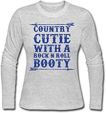 Country Cutie With Rock N Roll Booty Women's Tee Shirts,Long Sleeve Backing Shirt Coat For Women