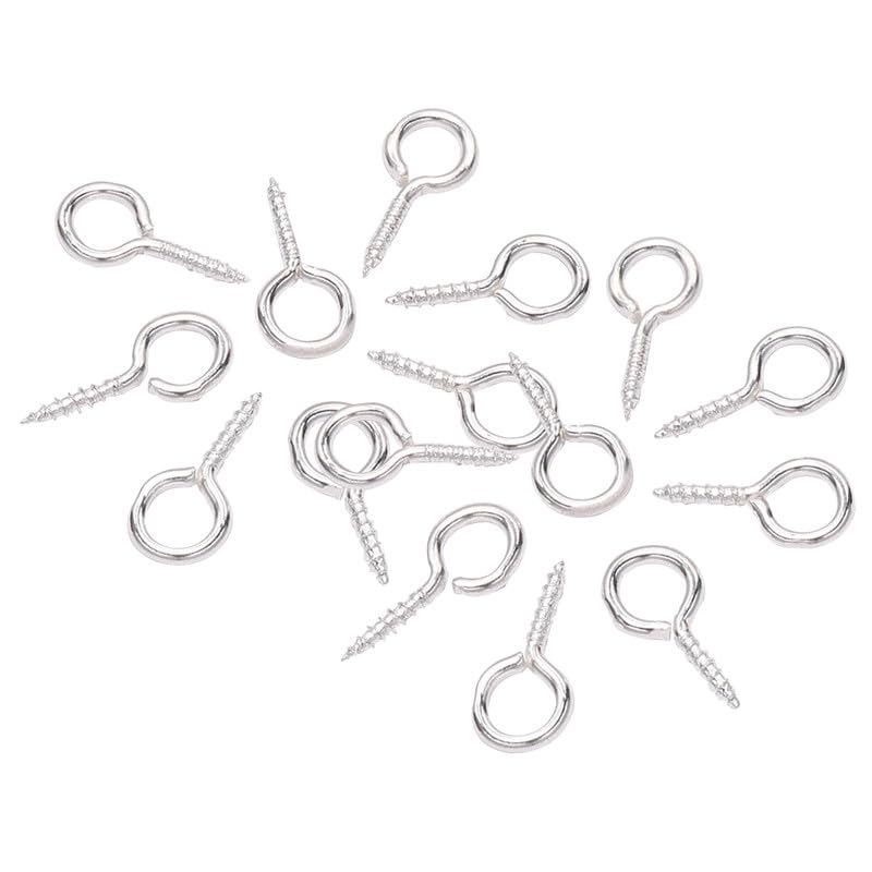 Sliver Screw Eye Pins Hooks in 200pcs,Small Eyelet Screws,6 * 13mm Mini Metal Goat's Eye Screws,Eye Bolts Screws for DIY Jewellery Making