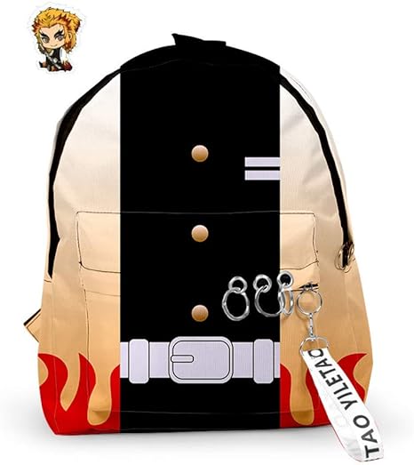 Amazon Kocekid 鬼滅の刃リュック 子供 煉獄 杏寿郎 バッグパック リュックサック カバン 軽量 大容量 男女兼用 外出 通学 遠足 旅行リュック 学生 萌え 可愛い シンプル アニメ 萌えグッズ 通販
