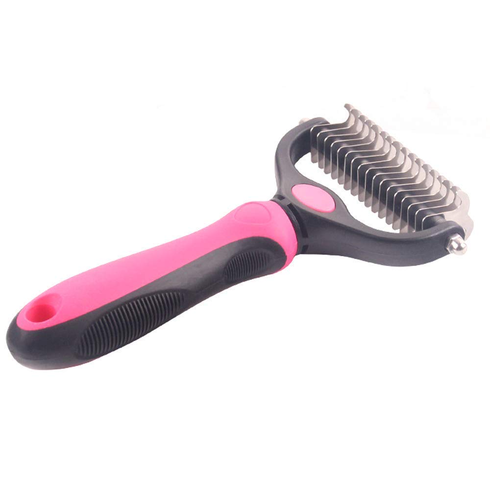KAEHA SUN-031-06-L Dogs Cats Grooming for Pets Underwear Rake with Double Side for Removing Carpets and Tangles Easily, Pink, Large