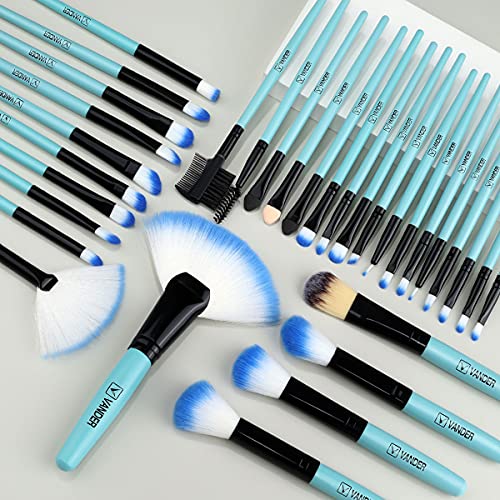 Make up Brushes, VANDER Professional 32pcs Makeup Brush Set, Makeup Brushes Set Foundation Blending Cosmetic Brush Set Kit,Blue