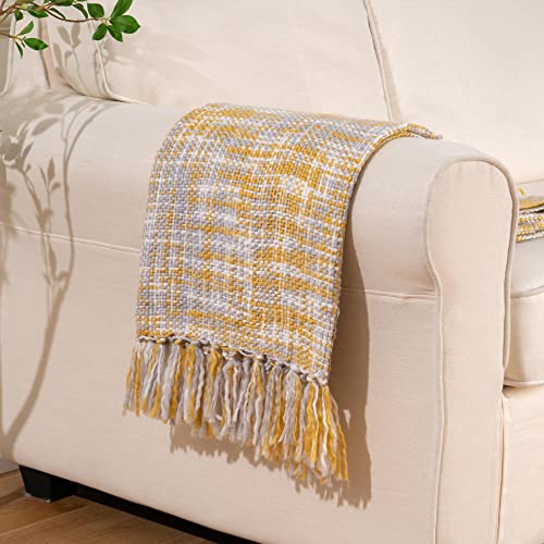 BATTILO HOME Yellow Throw Blanket for Couch, Decorative Fall Throw
