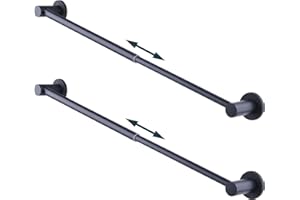JAZBREY 10-18 inches Adjustable Magnetic Towel Bar for Refrigerator, Magnetic Rod for Classroom Whiteboard, Magnet Towel Holder Towel Hook Hanger for Kitchen Dishwasher, Laundry Washer, Black, Pack of 2