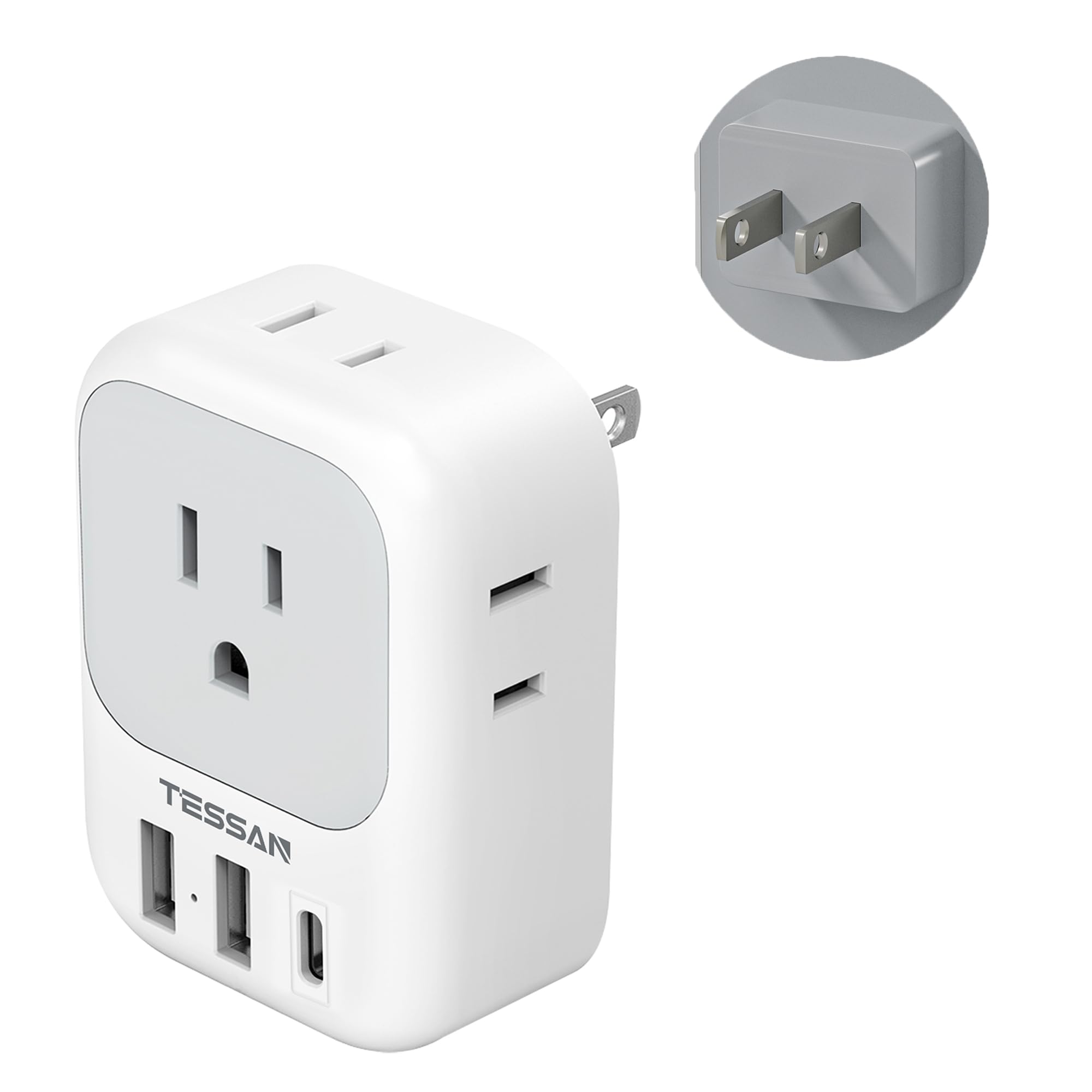 US to UK Plug Adapter, TESSAN UK Adapters for Travel, Foldable Plug with 4 Outlets 3 USB (PD 20W 1 USB C), Type G Power Adaptor for USA to Ireland Scotland England London Hongkong Dubai Irish