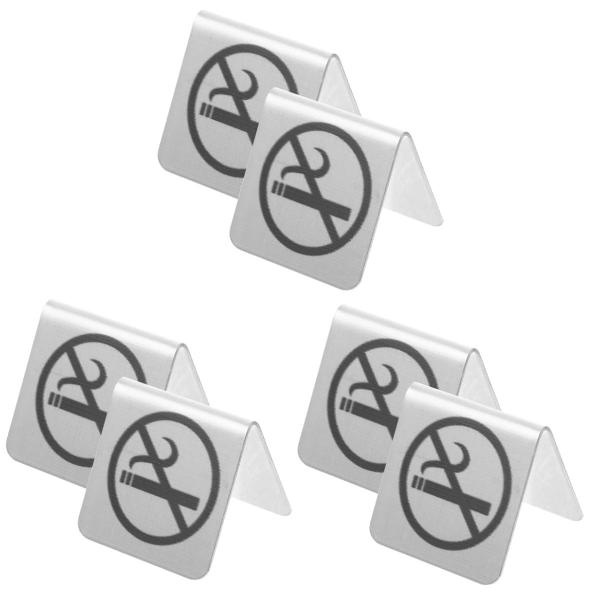 Artibetter Stainless Steel Double-Sided No Smoking Table Sign 6 Inch Indoor Outdoor Non Smoking Indicator for Restaurants Banquets and Home Office