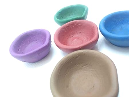 Evenorr Mitti Diya for Diwali Pooja/Handmade Terracotta Earthen Clay Diya for Dipawali Pooja/Set of 51 Puja Diya with Cotton Wick/Oil Lamps with Cotton Batti