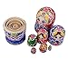 WALAIKA 7pcs Blue Belly Beautiful Girl Russian Nesting Dolls Handmade Wooden Matryoshka Toys The Best Gift for kids