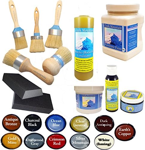Chalk Mountain Brushes PROFESSIONAL ALL IN ONE Chalk Furniture Painters Kit - The All Natural Way To Restore (#5)