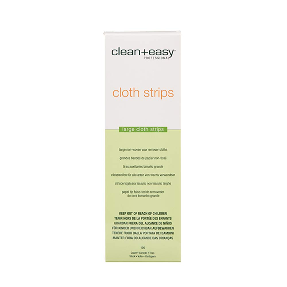 Clean + Easy Cloth Wax Strips – Non-Woven Wax Strips for Hair Removal, Salon and At-Home Use for Face, Legs & Body, 3”x9”, 100 Count