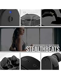 stealthbeats Auriculares inalámbricos Bluetooth con Micrófono [Invisible Auriculares] Running Auriculares con cancelación de ruido Dock   Cargador, comodidad y sonido de graves para iPhone y Android [Hablar Walk & más]