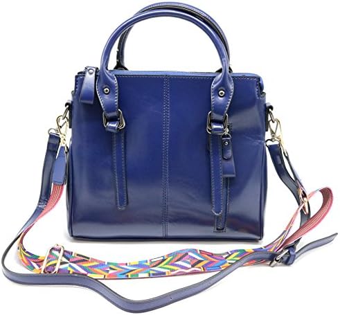 Codyna Genuine Leather Handbag for Women [ Simple Design ] with Guitar Style Strap for Shoulder Bag Tote (Type-A, Blue)