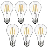Dimmable Edison LED Bulb, Soft Warm White 2700K, Kohree 6W Vintage LED Filament Light Bulb, 60W Incandescent Equivalent, A19 E26 Medium Base Lamp for Restaurant,Home,Reading Room, 6-Pack(NOT Daylight)