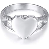 MEMORIALU Stainless Steel Heart Shape Urn Ring for Ashes Cremation Memorial Jewelry