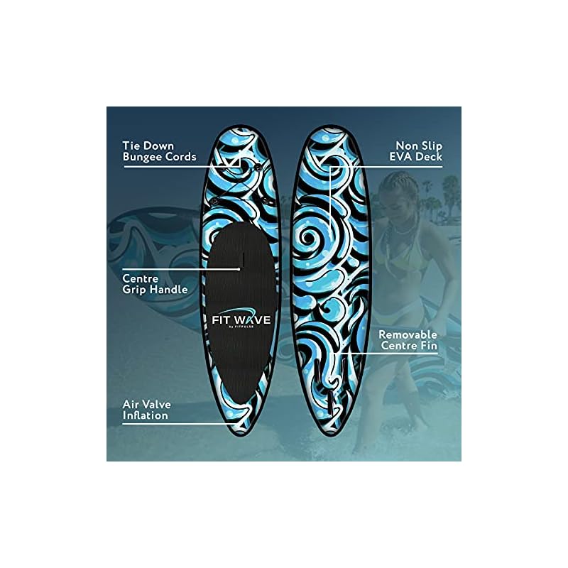 FITWAVE Paddle Board 9.5ft + Kit Inflatable Paddle Boards for Adults