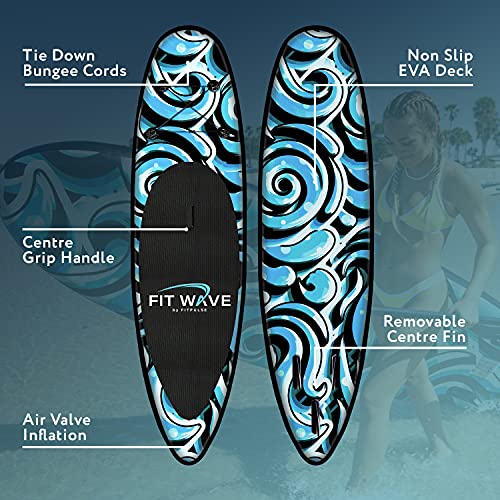 FITWAVE Paddle Board 9.5ft + Kit Inflatable Paddle Boards for Adults