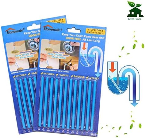 Drain Opener Drain Strip Clean Stick Drain Cleaner & Deodorizer Unscented Drain Sticks Garbage Disposal Deodorizer Sink Drain Cleaner for Drain Pipes Toilet Sewer Kitchen Vanity Bathtub Utility- 24pcs