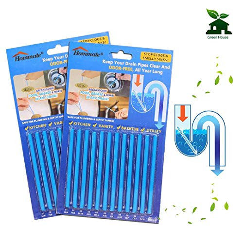 Drain Opener Drain Strip Clean Stick Drain Cleaner & Deodorizer Unscented Drain Sticks Garbage Disposal Deodorizer Sink Drain Cleaner for Drain Pipes Toilet Sewer Kitchen Vanity Bathtub Utility- 24pcs