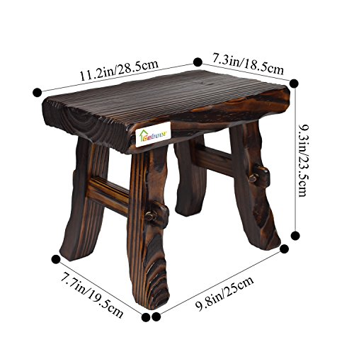 Geboor Wood Foot Stool Waterproof Anti Corrupt Carbonized Material Free Assembly Dark Brown