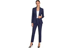 MODFUL Women's Professional Blazer Pants Set Slim Fit Business Office Suit One-Button Formal Work Outfit
