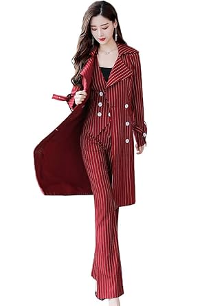 Amazon 春と秋の服 レジャースーツ レディース パンツスーツ 3点