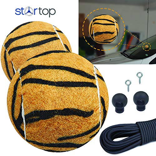 Double Garage Parking Assist Aids for Cars - Tennis Ball Garage Parking Aid, Easy to Install Fun Tiger Print Stop Assistant Sensor (2 Sets)