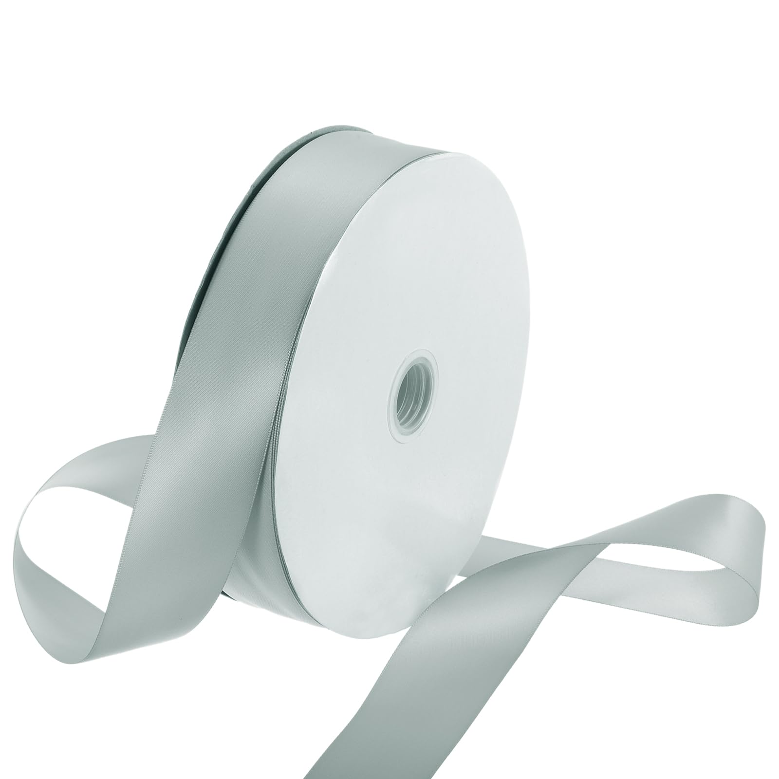 Rebower 38mm Satin Ribbon 91m Thick Double Face Grosgrain Silk Ribbon, [for Gift Wrapping, Hair Bows, Wedding, Cake, Flower] - 100 Yard/300ft/ Steel Grey