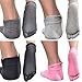 Beurlike Women's Yoga Socks Full Toe Grips No Slip Skid Barre Pilates Mens Socks (Black+Darkgray+Gray+Pink, 4PCS)