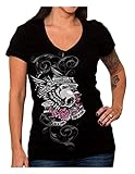 Harley-Davidson Women's Eternity Embellished V-Neck Short Sleeve Tee, Black