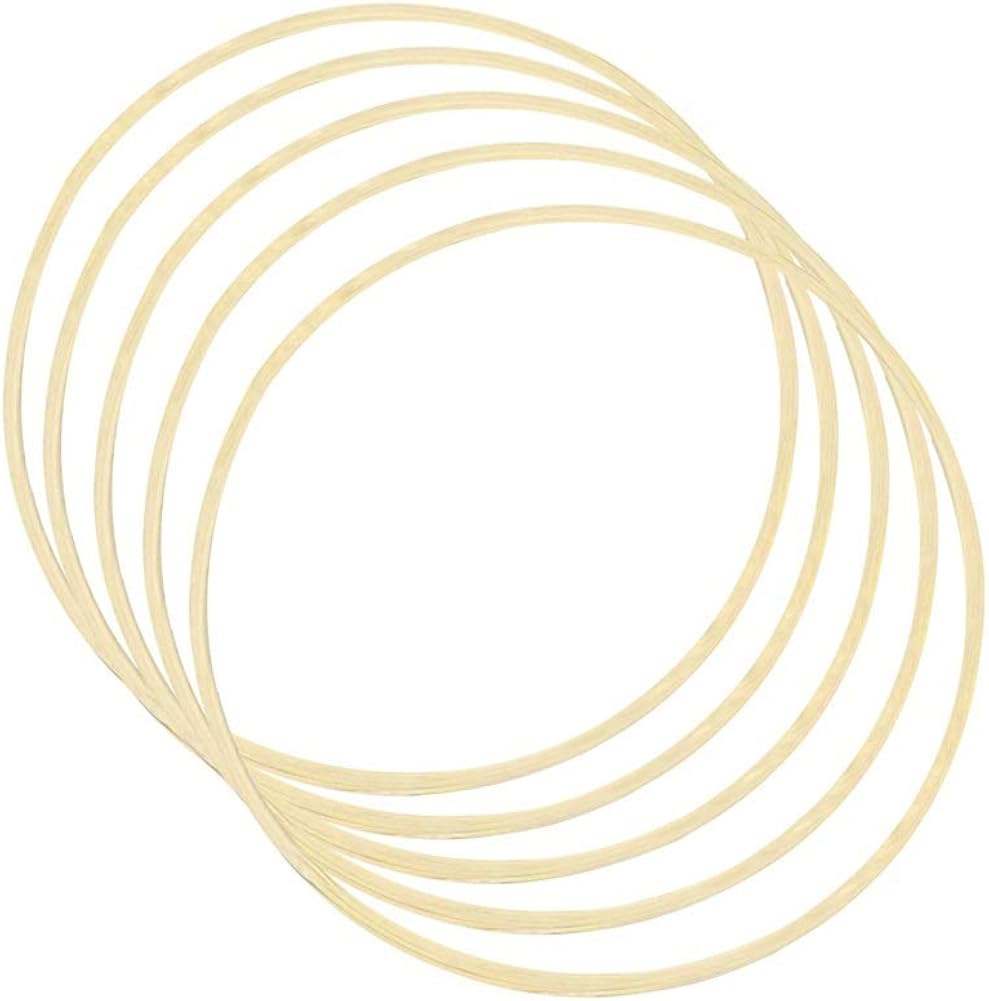 HooAMI 5 Pack 12inch/30cm Wreath Rings Wooden Bamboo Floral Hoop Wreath Macrame Craft Hoop Rings for DIY Wedding Wreath Decor Dream Catcher and Wall Hanging Crafts