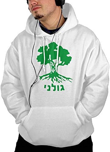 Mens GOLANI BRIGADE IDF Israeli Defence Force Jogging Vintage Hoodie Hooded Sweatshirt Size S White