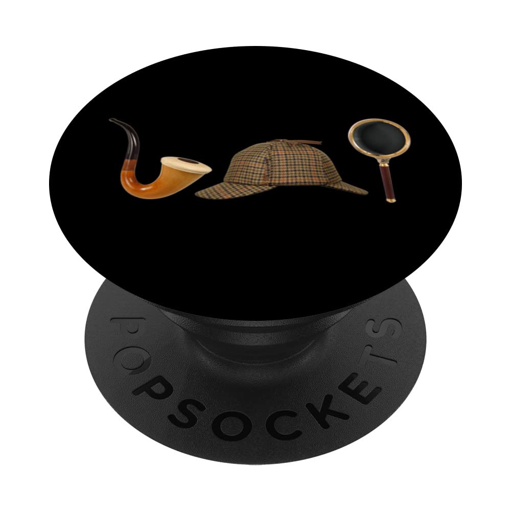 Sherlock Holmes - Deer Stalker Magnifying Glass Pipe Mystery PopSockets Swappable PopGrip
