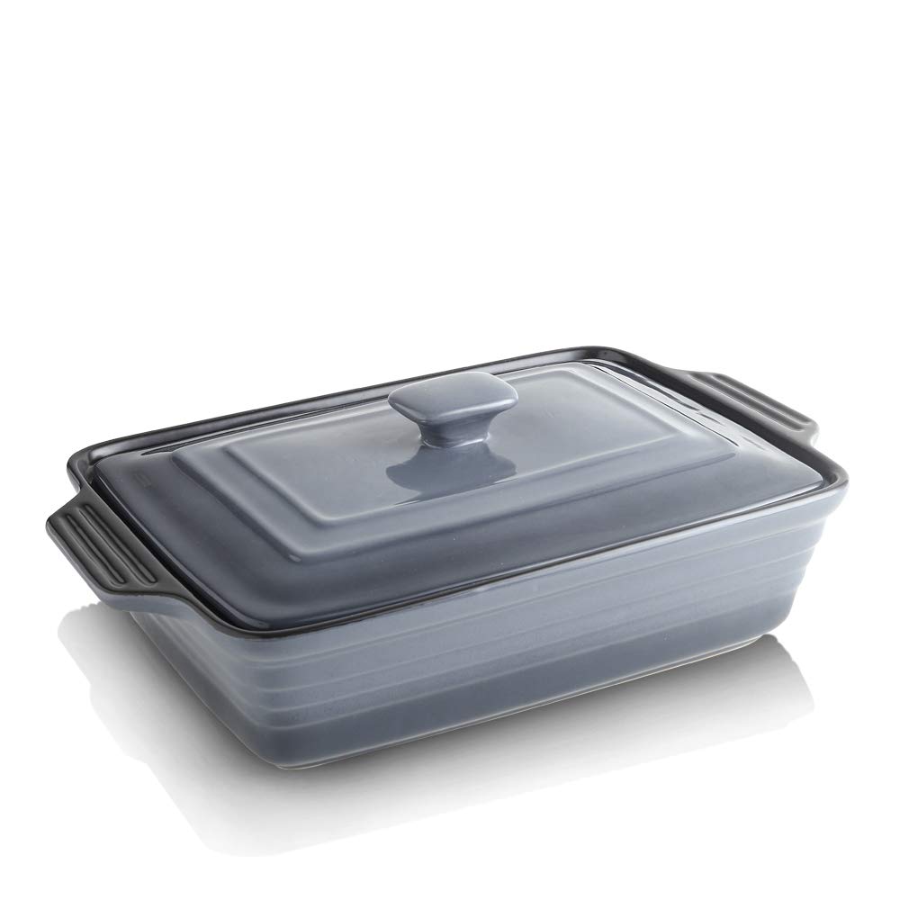 KOOV Ceramic Casserole Dish with Lid, Covered Rectangular Casserole Dish Set, Lasagna Pans with Lid 