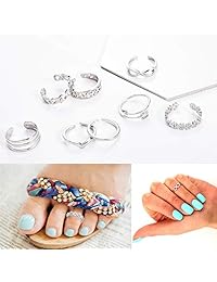 Sunmoon 8PCS Open Toe Rings Set for Women Hypoallergenic Adjustable Flower Knot Simple Arrow Tail Ring Band Sandals Foot Jewelry