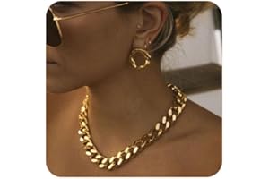 FEEL STYLE Chunky Cuban Link Chain for Men Women - Stainless Steel Gold Chain Necklace for Women Men - Dainty 18K Gold Silver Choker Thick Trendy Punk Hip Hop Cuban Chain Jewelry 8mm/12mm/16mm