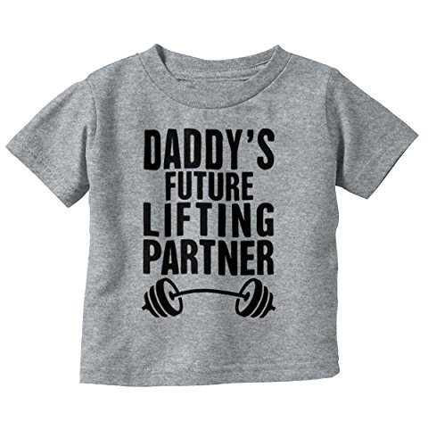 Daddys Lifting Partner Funny Cute Workout Exercise Baby Toddler Infant T