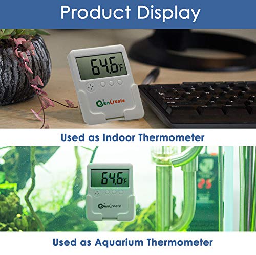 Capetsma Aquarium Thermometer with Sound Alarm, LCD Fish Tank Thermometer Monitor Water Temperature with Accurate Temperature Sensor, Digital Temperature Gauge for car, Room and Terrarium (White)