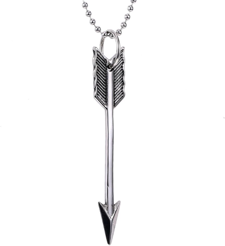 Vintage Silver Stainless Steel Cupid Love Arrow Necklace Pendant