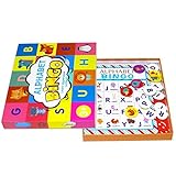 Alphabet Learning Bingo Game Animal ABC Letters Bingo Cards Game for Kids - Double Sided Design, Allow up to 8 Players-Box DEFECTIVE