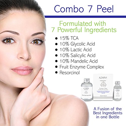 Azarvi Combo 7 Peel Including After Peel Neutralizer. Includes: 15% TCA, Salicylic Acid, Glycolic Acid, Lactic Acid, Mandelic Acid, Vitamin C and Resorcinol